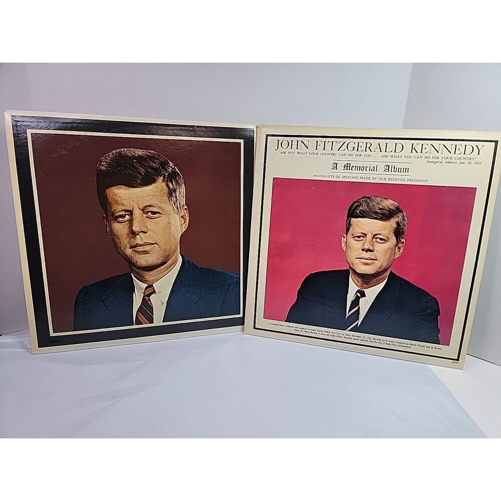 Lot of 2 John F Kennedy Memorial Vinyl Records JFK Tribute Albums Vintage LP